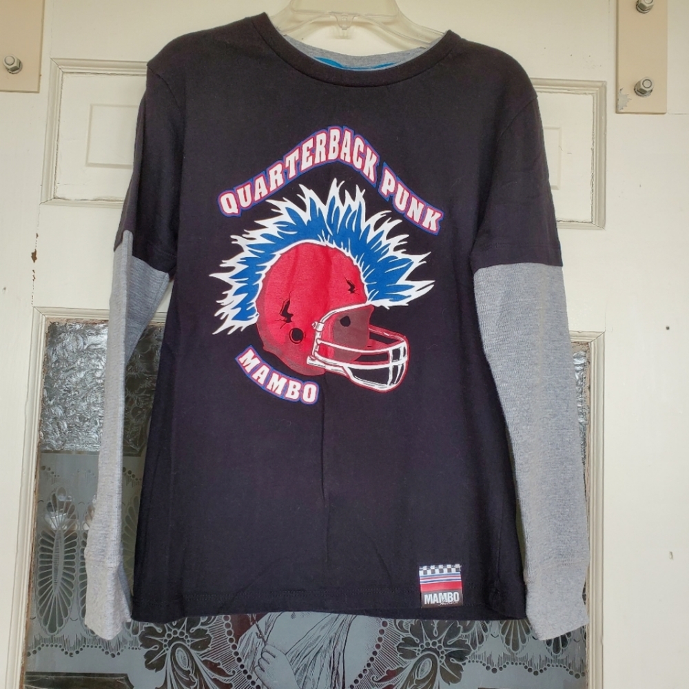 Mambo Australia Quarterback Punk Football Long Sleeve T-shirt L Youth Boys Large
